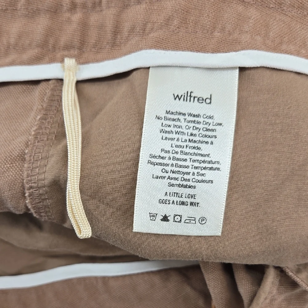 Wilfred Cropped Drawstring Ankle Pants in Taupe with Cream Tie Size 10